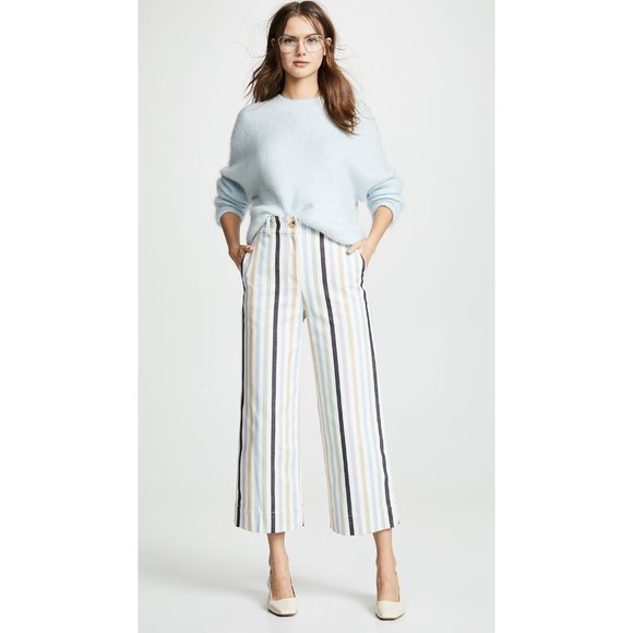 Tory Burch Pants - NEW Tory Burch Canvas Wide Leg Crop Stripe Pants 6